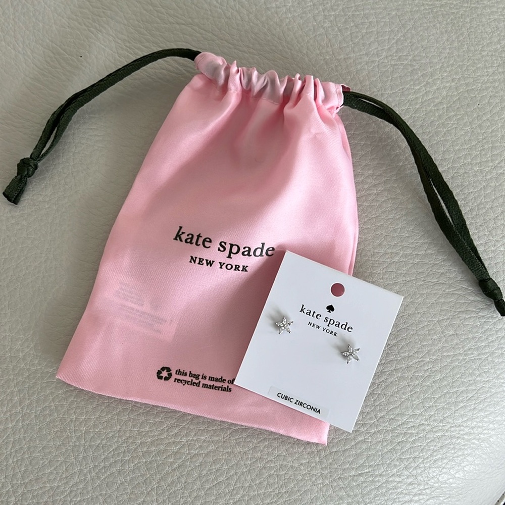 Kate Spade Designer Silver Starburst Earrings
